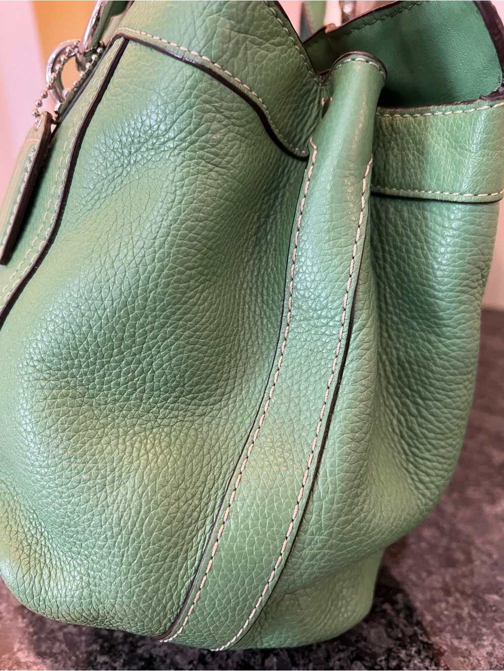 Coach Penelope Grass Pebbled Leather Satchel Bag with Silver Hardware - Picture 4 of 8
